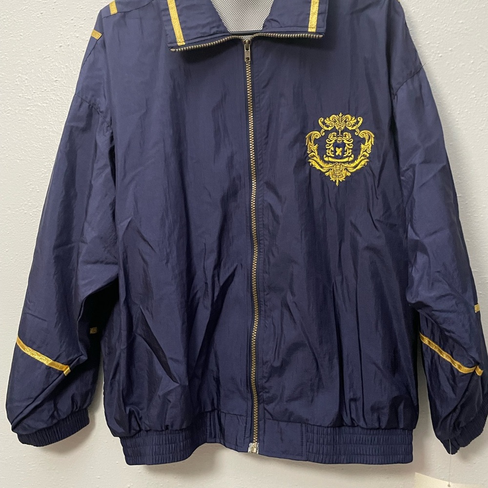Vintage Navy Blue Jacket with Yellow Accents